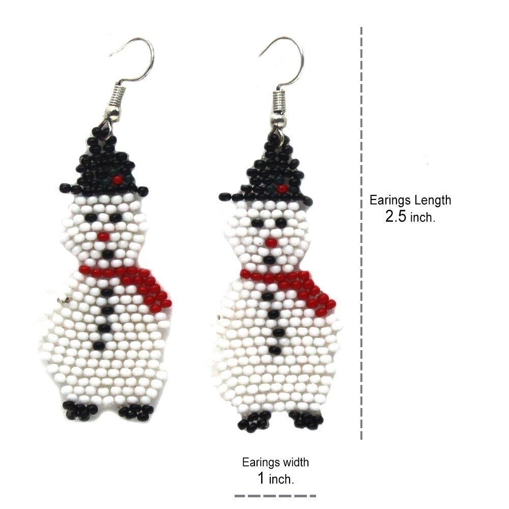 Handmade Holiday Snowman Christmas Fashion Hook Earrings