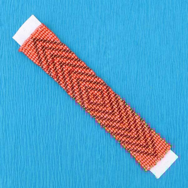 5X1" Red Brown Decorating Seed Beaded Applique Sew Iron Craft Strip