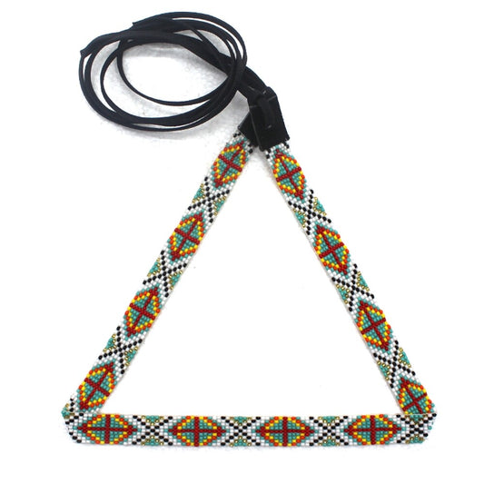 Handmade Beaded Red Orange White Cowboy Style Hatband