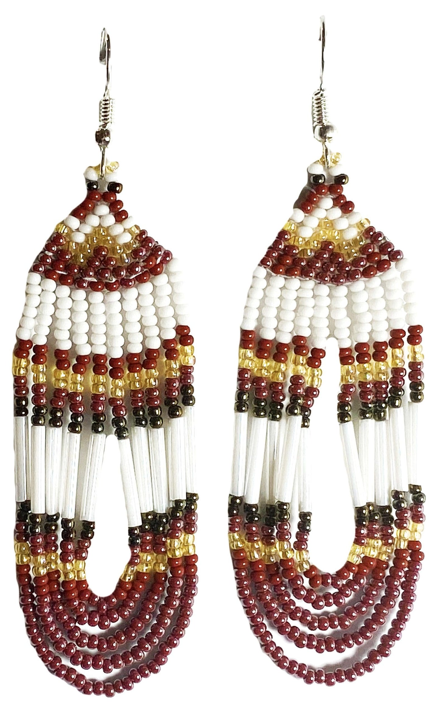 Handmade Beaded Brown White Turtle Necklace Earrings Set