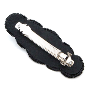 Beaded Hair Barrette French Clip Blue Black Seed Beads Rossette