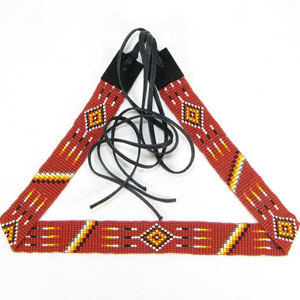 Red White Medicine man's Beadwork Beaded Cowboy Hat Band Belt