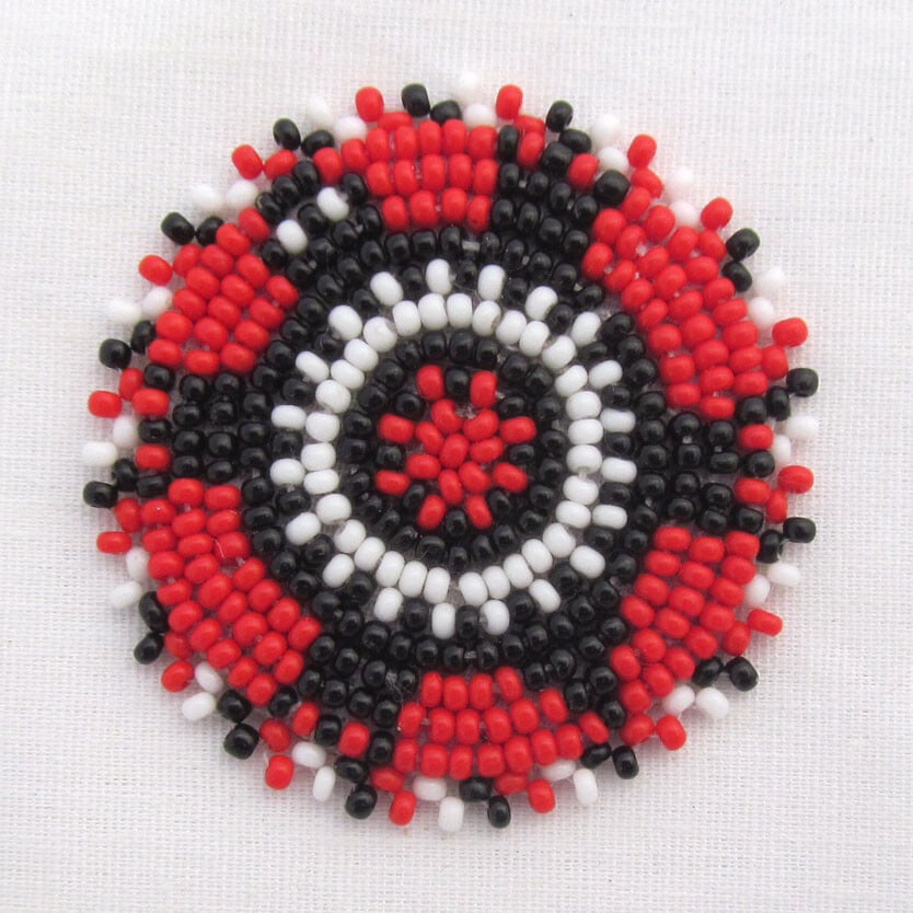 Red Black Turtle Beaded Rosette 1-1/2 Inch