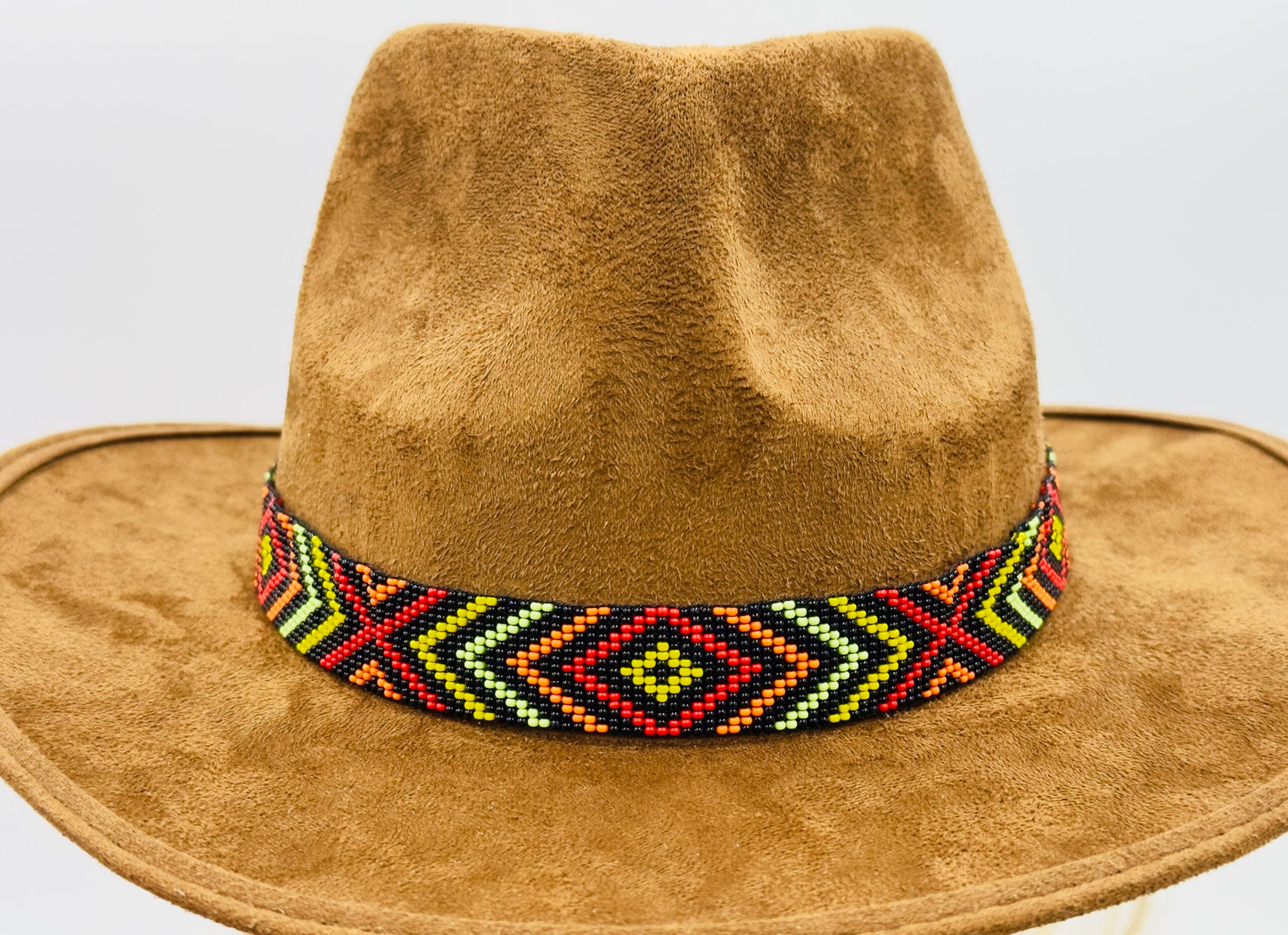 Handmade beaded Geometric Black Cowboy Rodeo Hatband