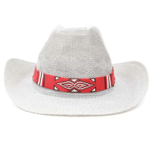 Red Black White Seed Beaded Cowboy Hat Band Waist Belt