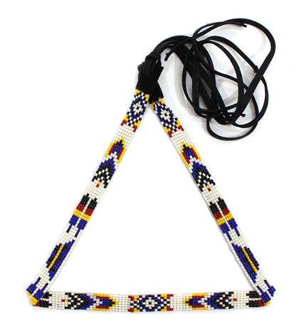 White Multicolor Beaded Cowboy Hatband Medicine man's Eye Beadwork