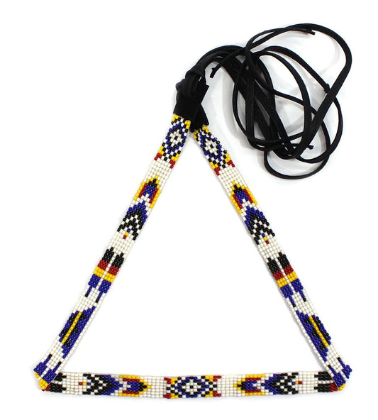 White Multicolor Beaded Cowboy Hatband Medicine man's Eye Beadwork