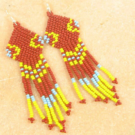 Handmade Beaded Deep Red Seed Beaded Earrings