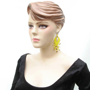 Handmade Beaded Yellow Seed Bead Big Earrings