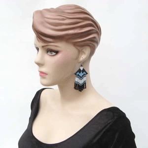 Handmade Beaded Black Seed Bead Eagle Earrings