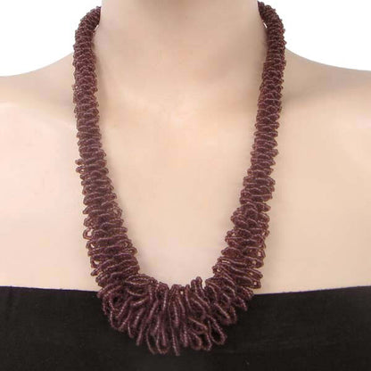 Handmade Beaded Brown Color Statement Necklace