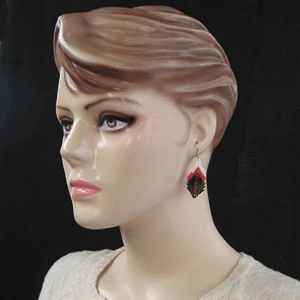 Handmade Beaded Black Red Seed Bead Small Earrings