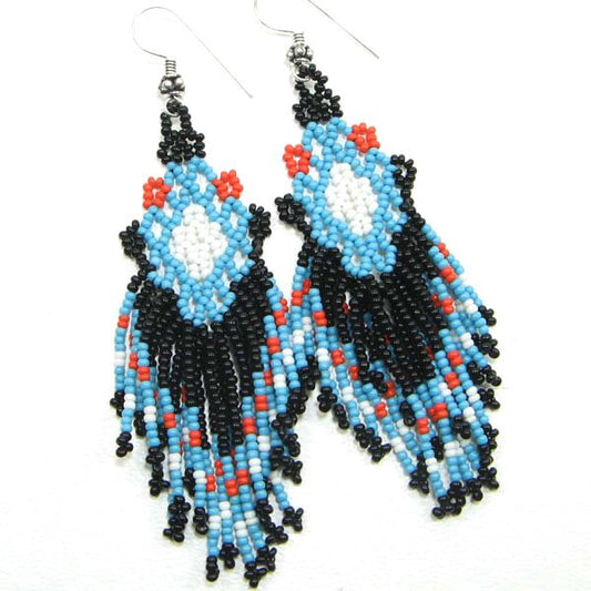 Handmade Beaded Black Seed Bead Big Earrings