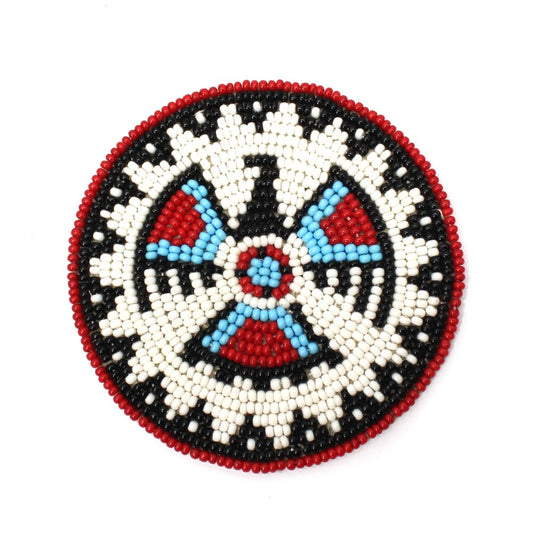 White Blue Red Craft Applique Eagle Beaded Patch Medallion Beadwork