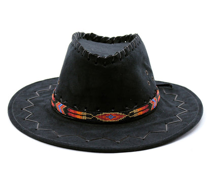 Handmade beaded Black Orange Red loom Cowboy style hatband