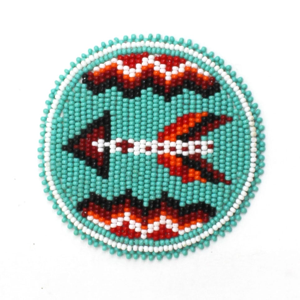 Handmade beaded Black Sea Green Arrow 3 inch rosette