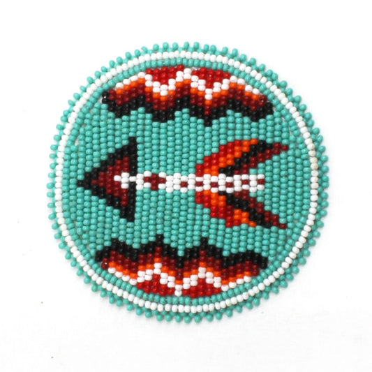 Handmade beaded Black Sea Green Arrow 3 inch rosette