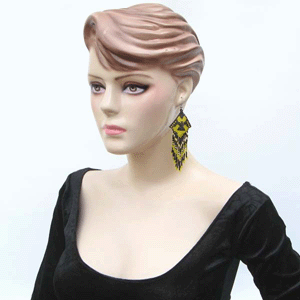 Handmade Beaded Yellow Black Seed Bead Big Earrings