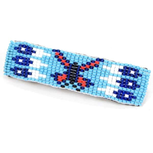 Butterfly Beadwork Blue Seed Beaded Hair Band Barrette French Clip
