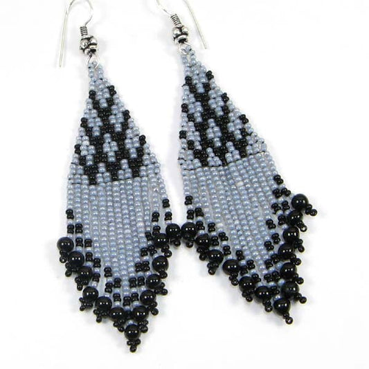 Handmade Beaded Grey Seed Bead Earrings