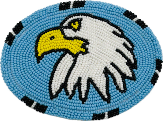 Handmade beaded Cyan Blue Bald Eagle Buckle
