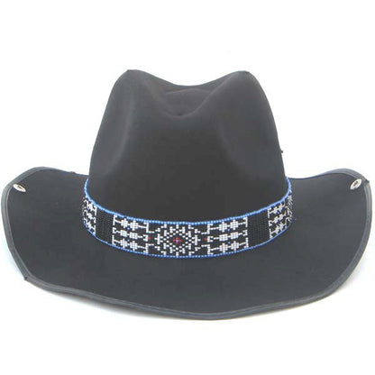 Medicine Man's Eye Beadwork Blue Black Beaded Cowboy Hat Band Belt