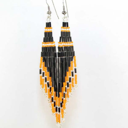 Handmade Beaded Orange Bugle Seed Bead Earrings