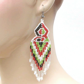 Handmade Multicolored Geometric Beaded Earrings