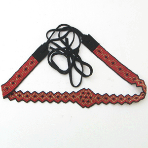 Coral Red Golden Seed Beaded Cowboy Hat Band Belt Handmade