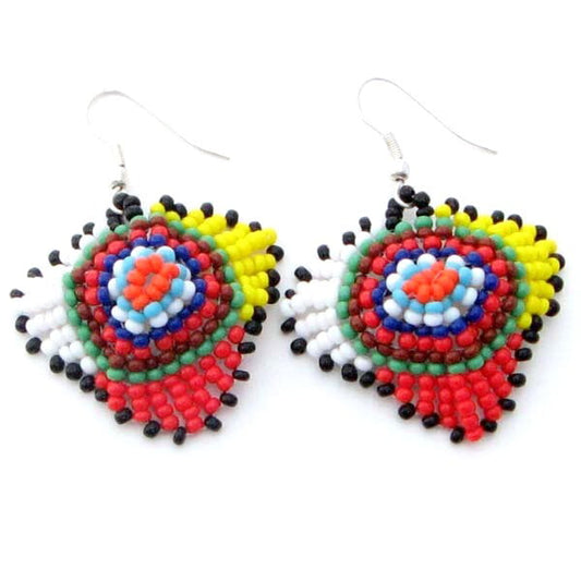 Handmade Beaded Multicolor Seed Bead Small Earrings