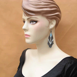 Handmade Beaded Black Seed Beaded Earrings