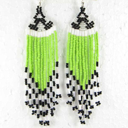 Handmade Beaded Green Seed Bead Earrings