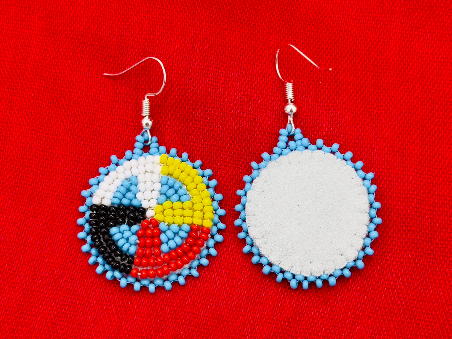 Handcrafted Blue Earrings Four Directions Medicine Wheel