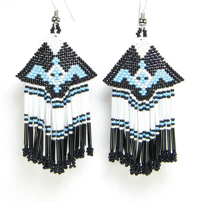 Handmade Beaded Black Seed Bead Eagle Earrings