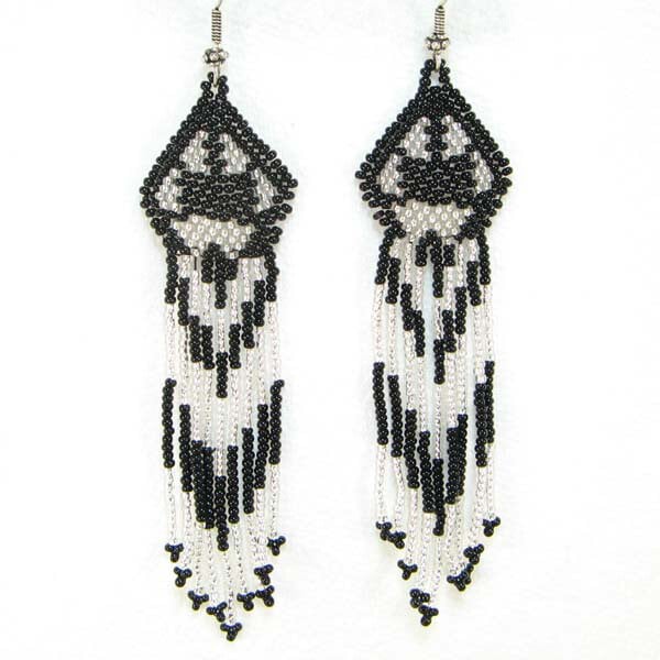 Handmade Beaded Black Seed Bead Earrings