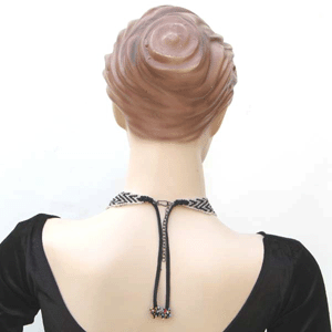 Handmade Beaded Black Fire Pattern Seed Bead Necklace