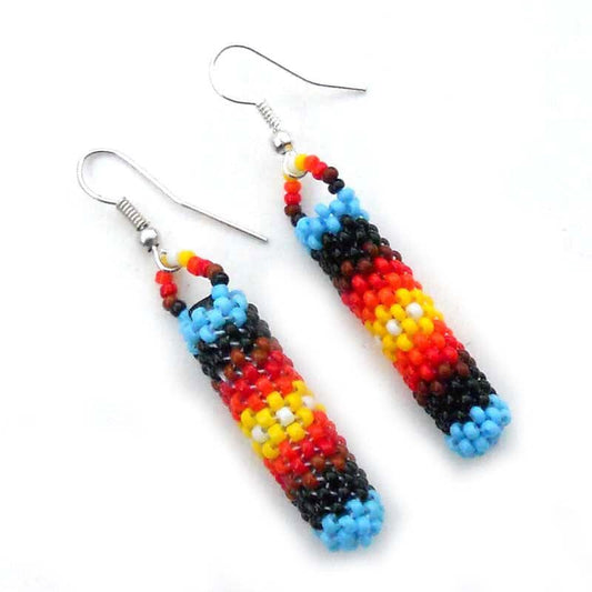 Handmade Fire Color Seed Beads Beaded Small Earrings