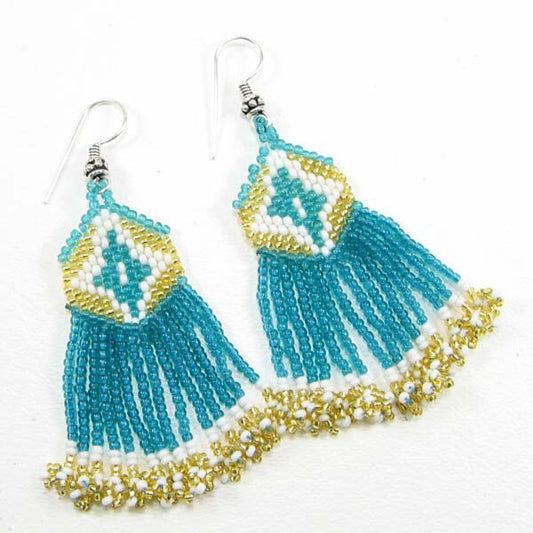 Handmade Beaded Sea Green Seed Bead Earrings
