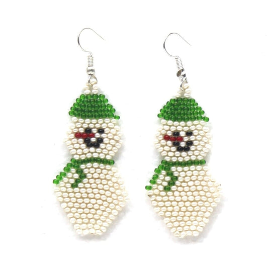 Handmade Holiday Green Snowman Christmas Fashion Hook Earrings