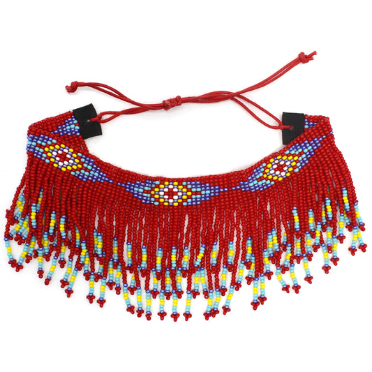 Handmade Beaded Foot Anklet Bohemian for Women Girl Native Southwest Colors Ankle Bracelet (Red)