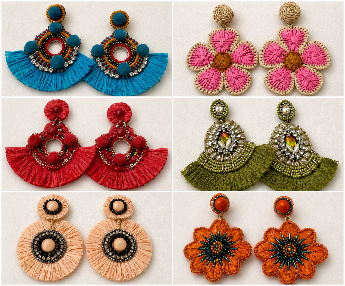 6 Pair Vacation Statement Earrings Set – Mix & Match Handmade Boho Earrings – Lightweight 3-4 Inch Post Earrings – Only $29.99