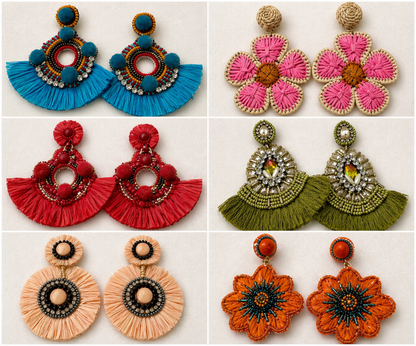 6 Pair Vacation Statement Earrings Set – Mix & Match Handmade Boho Earrings – Lightweight 3-4 Inch Post Earrings – Only $29.99