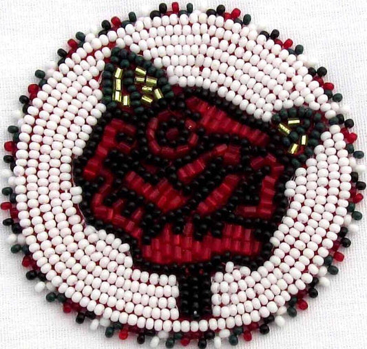 Handmade Beaded Rosette Red Rose 2.7 inch