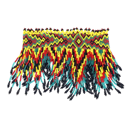 Vibrant Black, Yellow, and Red Beaded Choker