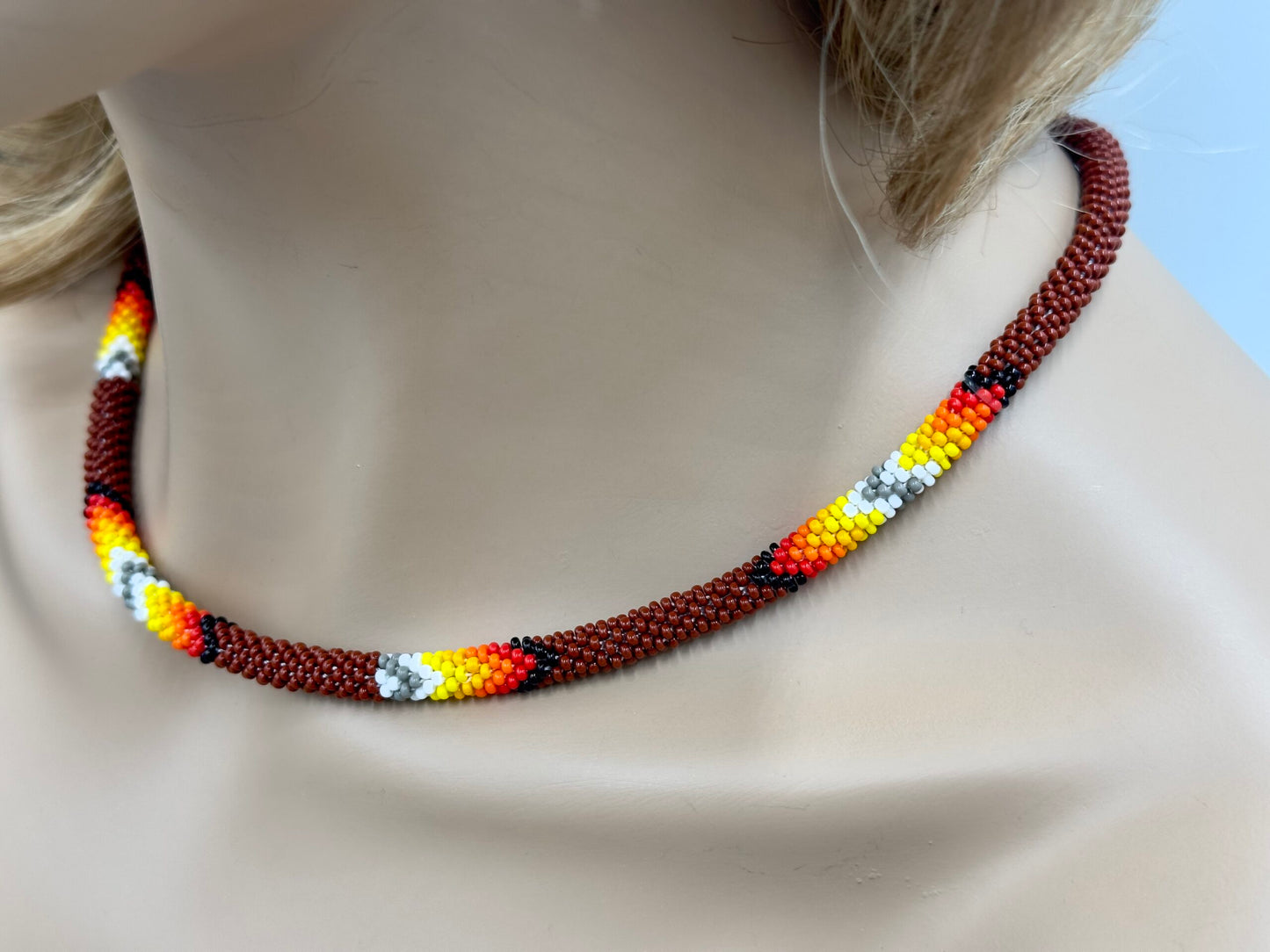 Handmade beaded Brown woven Rope necklace