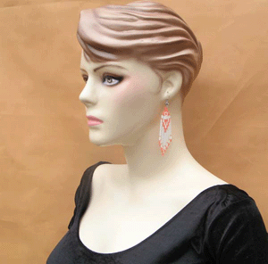 Handmade Beaded Orange White Bugle Seed Bead Earrings