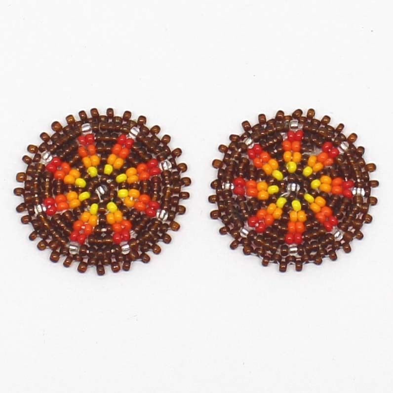 Handmade beaded 2x1.2” Brown rosette/applique