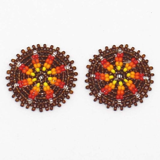 Handmade beaded 2x1.2” Brown rosette/applique