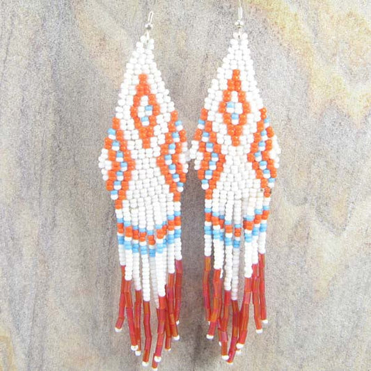 Handmade Beaded White Seed Beaded Earrings