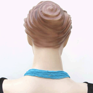 Blue Brown Seed Beaded Layered Necklace Yei Dancer Beadwork